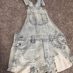 Denim overalls shorts